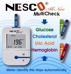 Nesco MultiCheck - Cholesterol/HGT/Hb/Uric Acid Monitor - Click Image to Close